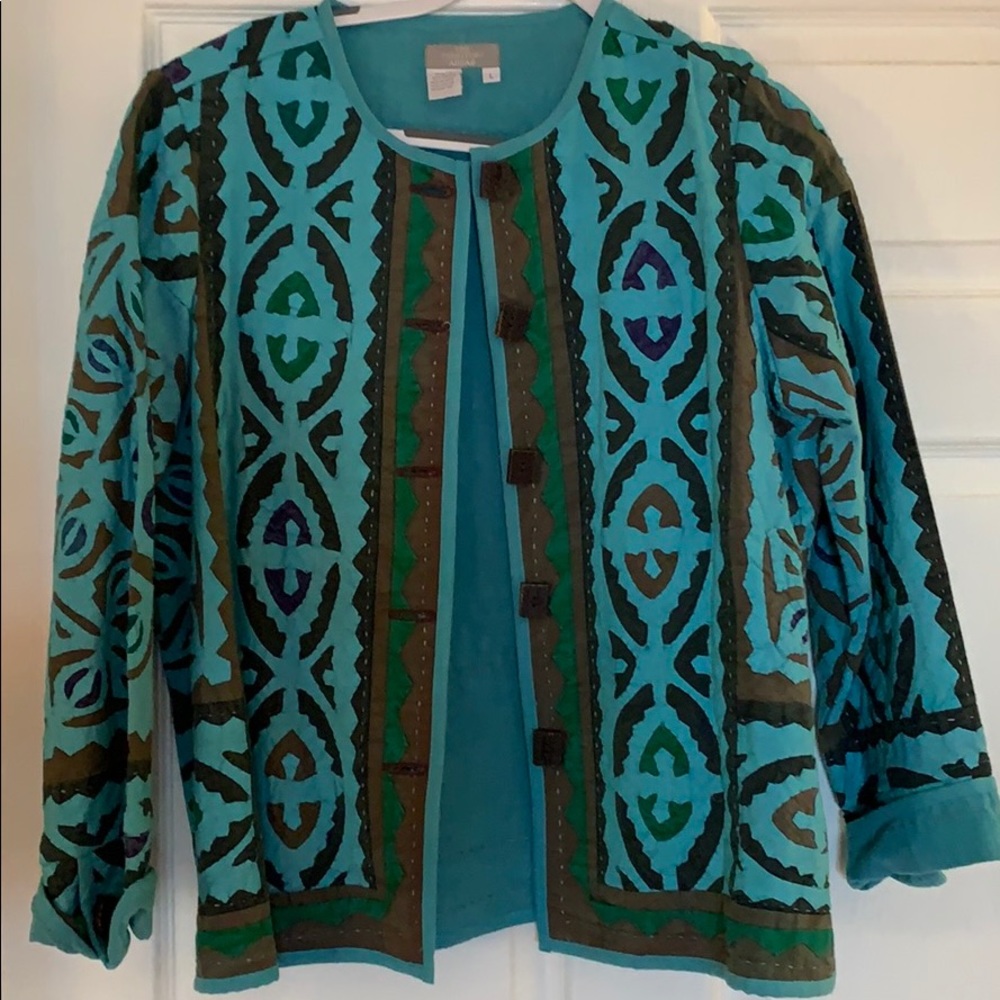 Blue and Green Printed Sweater